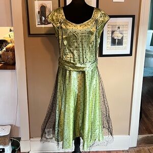Stop Staring Light Green Polka Dot Midi Swing Dress